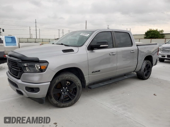 2021 Ram 1500 Lone Star with VIN 1C6RREFTXMN501408, listed as a Copart auction lot 58558545 with 50,076 mi miles and Salvage title. Bid and sale history available at DreamBid. Image 1.