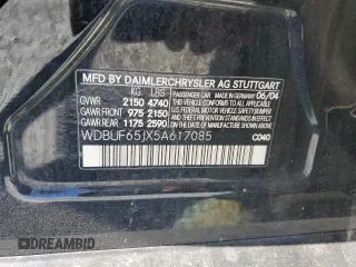 2005 Mercedes-Benz E-Class 3.2L with VIN WDBUF65JX5A617085, listed as a Copart auction lot 46525065 with 147,874 mi miles and Salvage Title. Bid and sale history available at carsss.com. Image 12.