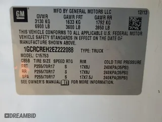 2014 Chevrolet Silverado 1500 LT with VIN 1GCRCREH2EZ222088, listed as a Copart auction lot 52518995 with 159,858 mi miles and Clean Title. Bid and sale history available at carsss.com. Image 12.