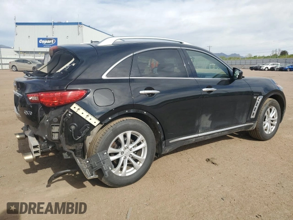 2015 Infiniti QX70 with VIN JN8CS1MW0FM482289, listed as a Copart auction lot 56597955 with 123,227 mi miles and Salvage title. Bid and sale history available at DreamBid. Image 3.