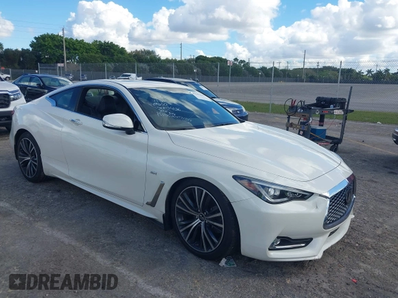 2020 Infiniti Q60 Luxe with VIN JN1EV7EK2LM340406, listed as a IAAI auction lot 41641294 with 35,239 mi miles and . Bid and sale history available at carsss.com. Image 1.