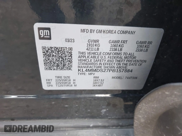 2023 Buick Encore GX Select with VIN KL4MMDS27PB157884, listed as a IAAI auction lot 42034752 with Not provided miles and . Bid and sale history available at DreamBid. Image 9.