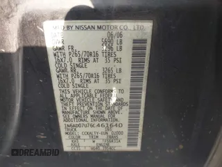 2006 Nissan Frontier SE with VIN 1N6AD07U76C461640, listed as a IAAI auction lot 42377825 with 228,611 mi miles and . Bid and sale history available at DreamBid. Image 9.