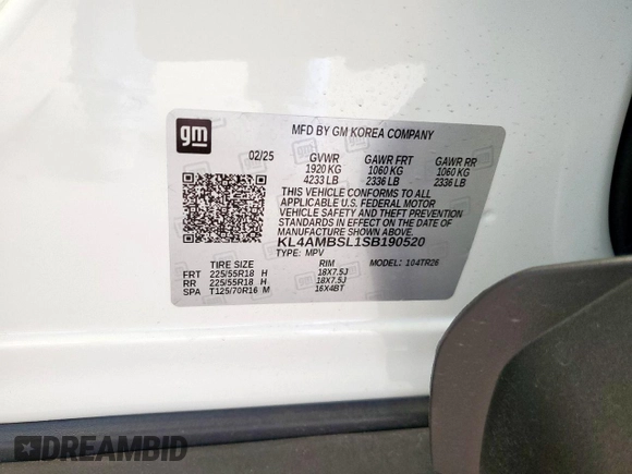 2025 Buick Encore GX Preferred with VIN KL4AMBSL1SB190520, listed as a Copart auction lot 60358865 with 1,513 mi miles and Clean title. Bid and sale history available at DreamBid. Image 14.