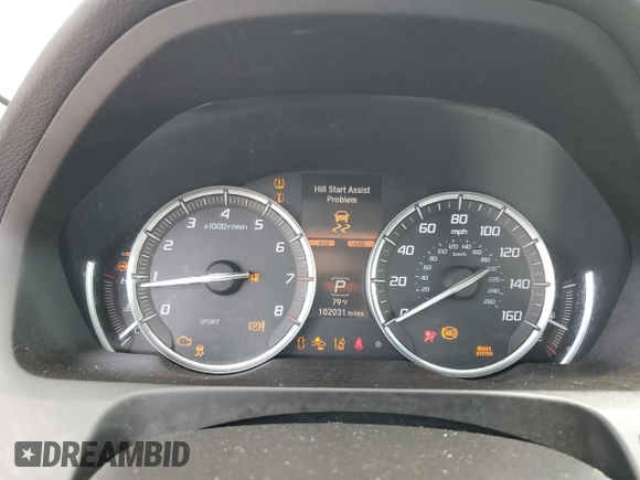 2015 Acura TLX Advance with VIN 19UUB2F71FA013663, listed as a Copart auction lot 58740755 with 102,031 mi miles and Salvage title. Bid and sale history available at DreamBid. Image 9.