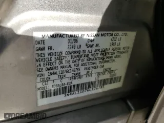 2006 Nissan Altima 2.5 S with VIN 1N4AL11D76C176785, listed as a Copart auction lot 87598135 with 0 mi miles and Salvage Title. Bid and sale history available at carsss.com. Image 12.