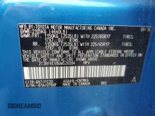 2016 Toyota RAV4 XLE z VIN 2T3RFREV8GW526994, wystawiony jako Copart lot #55227825 z przebiegiem 71 178 mil mil oraz Szkoda całkowita • Salvage title. Historia ofert i sprzedaży dostępna na DreamBid. Obrazek 13.