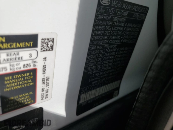 2019 Land Rover Range Rover HSE с VIN SALGS2SV1KA527757, выставлен на аукционе Copart как лот 56837755 с пробегом 59 182 миль миль и Списание • Salvage title. История ставок и продаж доступна на DreamBid. Изображение 13.
