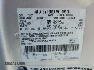 2010 Ford F-150 XL with VIN 1FTFW1CV0AKB46121, listed as a Copart auction lot 52794085 with 182,859 mi miles and Salvage Title. Bid and sale history available at carsss.com. Image 12.