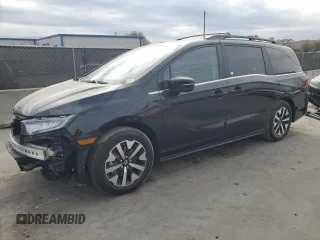2025 Honda Odyssey EX-L with VIN 5FNRL6H64SB022808, listed as a Copart auction lot 88758565 with 6 mi miles and Salvage Title. Bid and sale history available at carsss.com. Image 1.