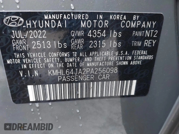 2023 Hyundai Sonata SEL z VIN KMHL64JA2PA256098, wystawiony jako IAAI lot #41846406 z przebiegiem 17 297 mil mil oraz . Historia ofert i sprzedaży dostępna na DreamBid. Obrazek 9.