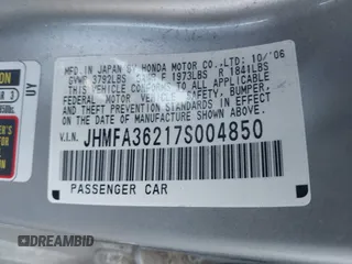 2007 Honda Civic with VIN JHMFA36217S004850, listed as a IAAI auction lot 42544238 with 143,861 mi miles and . Bid and sale history available at DreamBid. Image 9.
