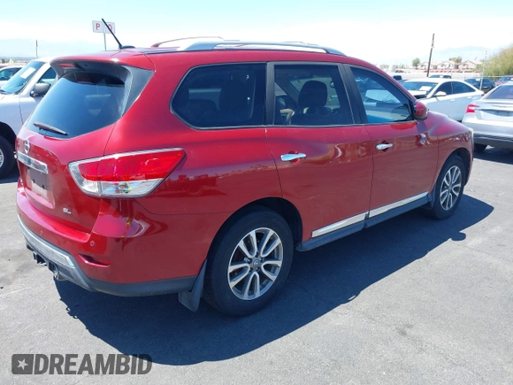 2014 Nissan Pathfinder SL with VIN 5N1AR2MN8EC725732, listed as a IAAI auction lot 42215625 with 110,641 mi miles and . Bid and sale history available at DreamBid. Image 4.