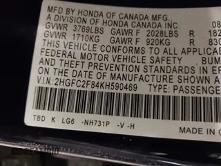 2019 Honda Civic Sport with VIN 2HGFC2F84KH590469, listed as a IAAI auction lot 41686757 with 79,602 mi miles and . Bid and sale history available at DreamBid. Image 9.