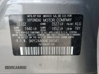 2022 Hyundai Accent SE with VIN 3KPC24A66NE166541, listed as a Copart auction lot 53020525 with 40,939 mi miles and Salvage Title. Bid and sale history available at DreamBid. Image 13.