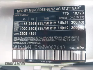 2021 Mercedes-Benz GLB 250 z VIN W1N4M4HB4MW087643, wystawiony jako IAAI lot #42049663 z przebiegiem 61 866 mil mil oraz . Historia ofert i sprzedaży dostępna na DreamBid. Obrazek 9.