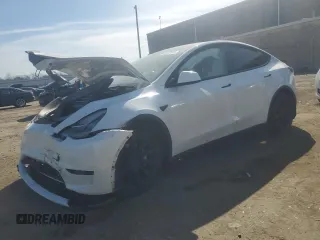 2022 Tesla Model Y Long Range with VIN 7SAYGAEE3NF416838, listed as a Copart auction lot 46157675 with 24,254 mi miles and Salvage Title. Bid and sale history available at DreamBid. Image 1.