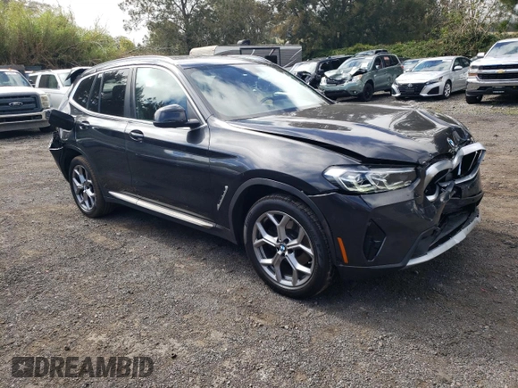 2024 BMW X3 sDrive30i with VIN 5UX43DP01R9V58548, listed as a Copart auction lot 47948765 with 23,363 mi miles and Salvage Title. Bid and sale history available at DreamBid. Image 4.