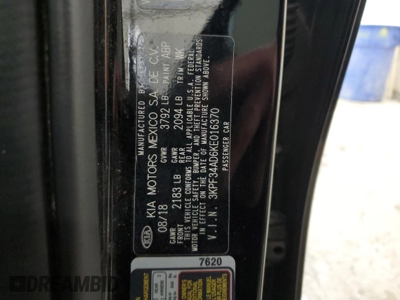 2019 Kia Forte S with VIN 3KPF34AD6KE016370, listed as a Copart auction lot 53710005 with 118,012 mi miles and Salvage Title. Bid and sale history available at carsss.com. Image 12.
