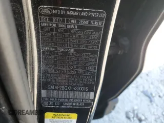 2017 Land Rover Range Rover Evoque SE with VIN SALVP2BGXHH220016, listed as a Copart auction lot 48806795 with 89,532 mi miles and Salvage Title. Bid and sale history available at carsss.com. Image 13.