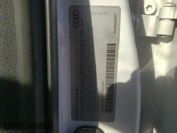 2015 Audi A3 1.8T Premium with VIN WAUACGFF1F1092283, listed as a Copart auction lot 72689472 with 97,767 mi miles. Bid and sale history available at carsss.com. Image 14.