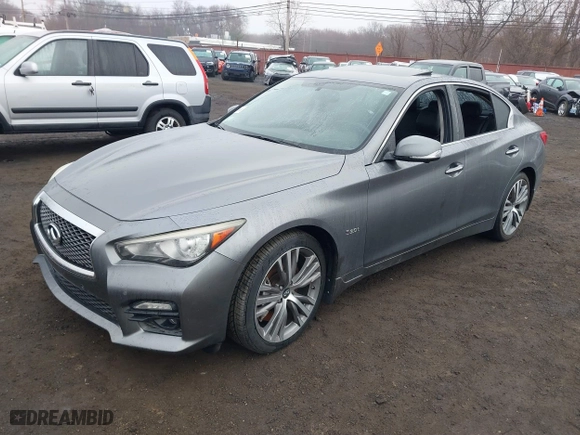 2016 Infiniti Q50 3.0t Red Sport 400 with VIN JN1FV7AR3GM451964, listed as a IAAI auction lot 41715544 with 164,139 mi miles. Bid and sale history available at carsss.com. Image 18.