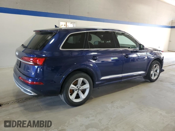 2021 Audi Q7 Premium with VIN WA1AJAF75MD020524, listed as a Copart auction lot 49584935 with 54,929 mi miles and Salvage Title. Bid and sale history available at carsss.com. Image 3.