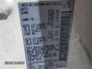 2015 Nissan Rogue SV with VIN 5N1AT2MT8FC757243, listed as a Copart auction lot 54498725 with 290,461 mi miles and Salvage Title. Bid and sale history available at carsss.com. Image 13.