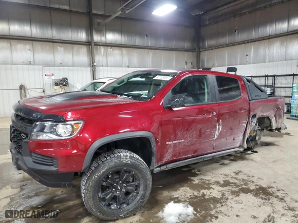2021 Chevrolet Colorado 4WD ZR2 with VIN 1GCGTEEN1M1112569, listed as a Copart auction lot 45168895 with 70,775 mi miles and Salvage Title. Bid and sale history available at carsss.com. Image 1.