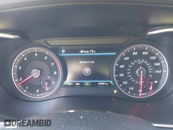 2019 Genesis G70 2.0T Advanced with VIN KMTG34LA0KU032218, listed as a IAAI auction lot 41527763 with 69,501 mi miles. Bid and sale history available at carsss.com. Image 7.
