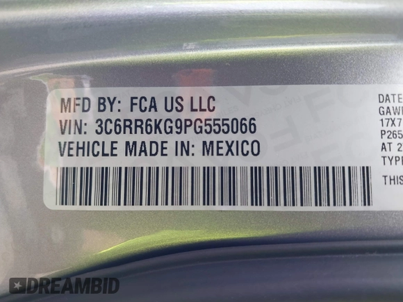 2023 Ram 1500 Classic Tradesman with VIN 3C6RR6KG9PG555066, listed as a IAAI auction lot 41904632 with 16,078 mi miles. Bid and sale history available at carsss.com. Image 9.