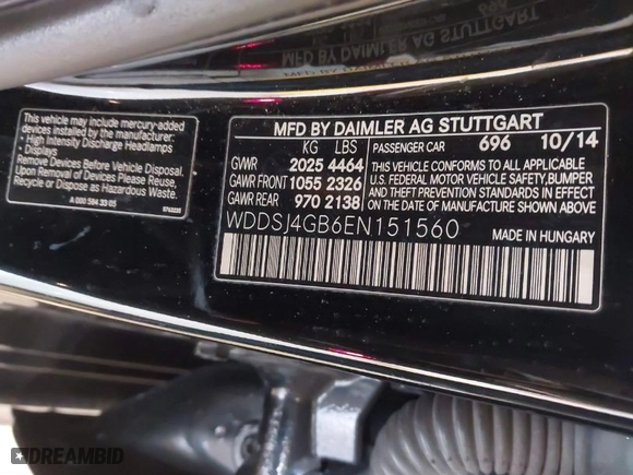 2014 Mercedes-Benz CLA-Class CLA 250 with VIN WDDSJ4GB6EN151560, listed as a IAAI auction lot 41608977 with 109,887 mi miles. Bid and sale history available at carsss.com. Image 9.