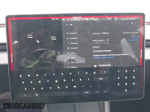 2025 Tesla Model 3 Long Range with VIN 5YJ3E1EA5SF890621, listed as a IAAI auction lot 41924915 with 6,528 mi miles and . Bid and sale history available at DreamBid. Image 18.