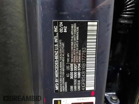 2024 Mercedes-Benz GLE 450 z VIN 4JGFB5KB1RB177783, wystawiony jako Copart lot #51010185 z przebiegiem 13 100 mil mil oraz Szkoda całkowita • Salvage title. Historia ofert i sprzedaży dostępna na DreamBid. Obrazek 13.
