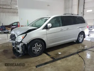 2005 Honda Odyssey EX-L z VIN 5FNRL38735B126850, wystawiony jako Copart lot #59546515 z przebiegiem 186 794 mil mil oraz Szkoda całkowita • Salvage title. Historia ofert i sprzedaży dostępna na DreamBid. Obrazek 1.