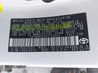 2015 Toyota Corolla L с VIN 5YFBURHE9FP290903, выставлен на аукционе IAAI как лот 42359409 с пробегом 50 334 миль миль и . История ставок и продаж доступна на DreamBid. Изображение 9.