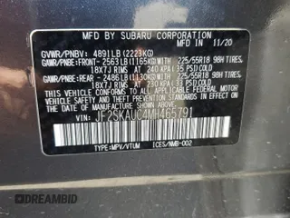 2021 Subaru Forester Limited with VIN JF2SKAUC4MH465791, listed as a Copart auction lot 61262395 with 36,232 mi miles and Salvage title. Bid and sale history available at DreamBid. Image 14.