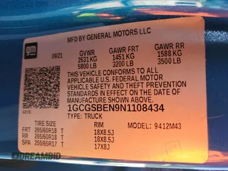 2022 Chevrolet Colorado 2WD Work Truck with VIN 1GCGSBEN9N1108434, listed as a Copart auction lot 52827165 with 77,428 mi miles and Salvage title. Bid and sale history available at DreamBid. Image 14.