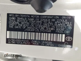 2020 Toyota Prius L Eco with VIN JTDKARFU3L3107048, listed as a IAAI auction lot 41973416 with 41,773 mi miles and . Bid and sale history available at DreamBid. Image 9.