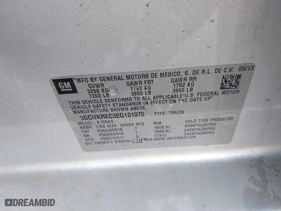 2014 Chevrolet Silverado 1500 LT with VIN 3GCUKREC3EG101975, listed as a IAAI auction lot 41868152 with 221,738 mi miles. Bid and sale history available at carsss.com. Image 9.