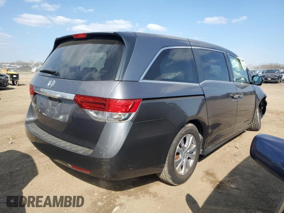 2014 Honda Odyssey EX-L with VIN 5FNRL5H64EB123541, listed as a Copart auction lot 52483705 with 77,996 mi miles and Salvage Title. Bid and sale history available at DreamBid. Image 3.