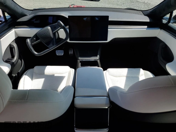 2022 Tesla Model S Plaid with VIN 5YJSA1E69NF460808, listed as a Copart auction lot 55181095 with 12,836 mi miles and Salvage Title. Bid and sale history available at DreamBid. Image 8.