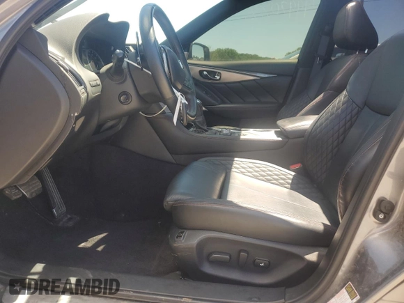 2018 Infiniti Q50 Red Sport 400 with VIN JN1FV7AR1JM700091, listed as a Copart auction lot 58004335 with 59,254 mi miles and Salvage title. Bid and sale history available at DreamBid. Image 7.