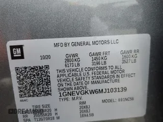 2021 Chevrolet Traverse LT Cloth with VIN 1GNEVGKW6MJ103139, listed as a Copart auction lot 69636174 with 45,818 mi miles and Salvage Title. Bid and sale history available at carsss.com. Image 13.