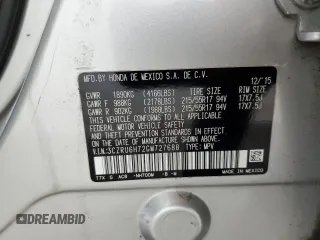 2016 Honda HR-V EX-L w/Navi with VIN 3CZRU6H72GM727688, listed as a Copart auction lot 71735464 with 67,377 mi miles and Salvage Title. Bid and sale history available at carsss.com. Image 12.