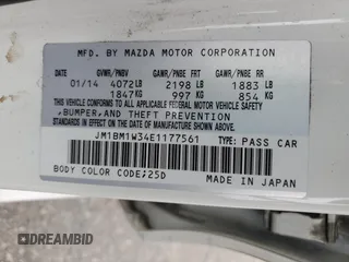 2014 Mazda 3 S Grand Touring with VIN JM1BM1W34E1177561, listed as a Copart auction lot 54372995 with 89,625 mi miles and Salvage Title. Bid and sale history available at DreamBid. Image 12.