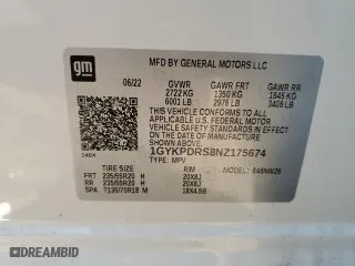2022 Cadillac XT6 Premium Luxury with VIN 1GYKPDRS8NZ175674, listed as a Copart auction lot 41171264 with 19,718 mi miles. Bid and sale history available at carsss.com. Image 12.