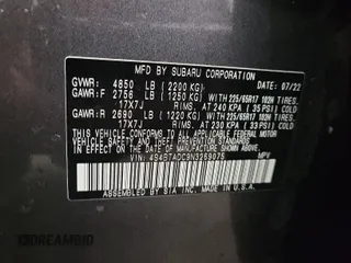 2022 Subaru Outback Premium with VIN 4S4BTADC9N3269075, listed as a IAAI auction lot 42015292 with 29,476 mi miles. Bid and sale history available at carsss.com. Image 1.