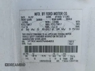 2007 Ford F-150 STX with VIN 1FTRX14W57NA64653, listed as a IAAI auction lot 42168578 with 155,833 mi miles and . Bid and sale history available at DreamBid. Image 9.