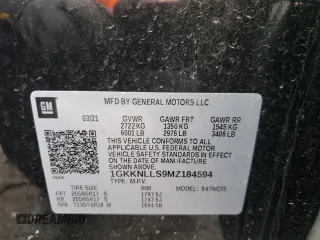 2021 GMC Acadia AT4 with VIN 1GKKNLLS9MZ184594, listed as a Copart auction lot 83914744 with 62,706 mi miles and Salvage Title. Bid and sale history available at carsss.com. Image 13.